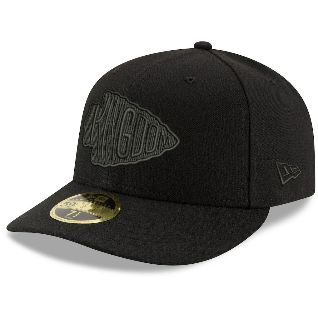 Kansas City Chiefs New Era Alternate Logo Black on Black Low Profile 59FIFTY II Fitted Hat - Black - NFL