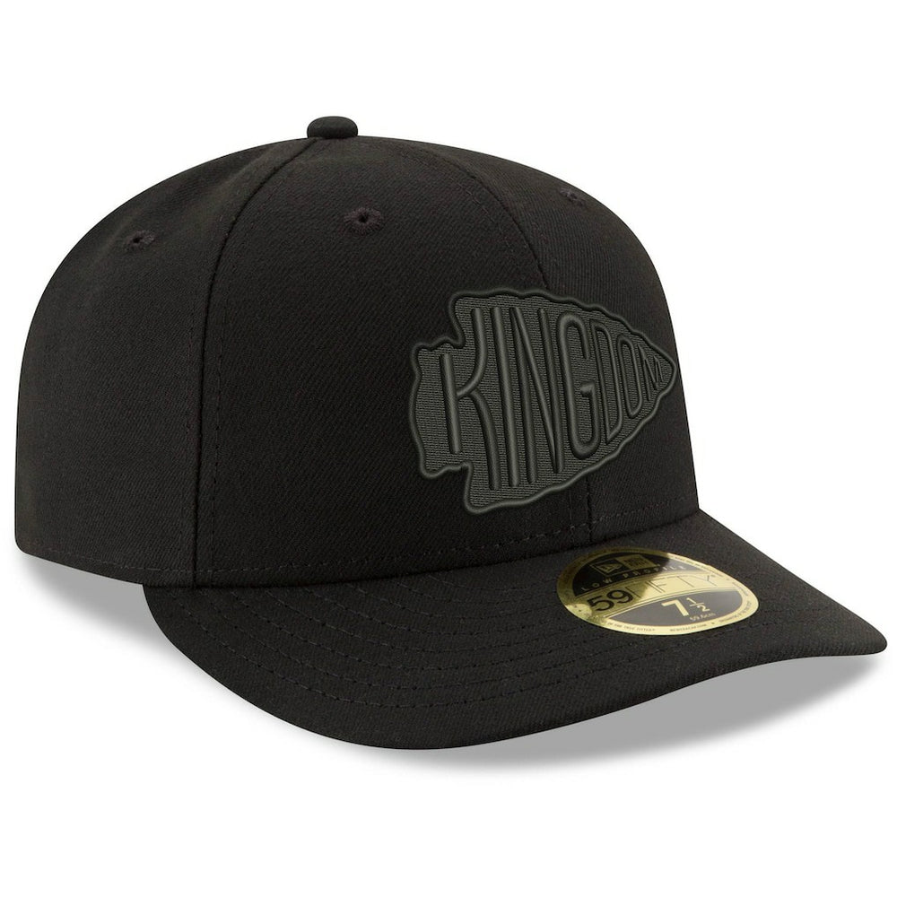 Kansas City Chiefs New Era Alternate Logo Black on Black Low Profile 59FIFTY II Fitted Hat - Black - NFL