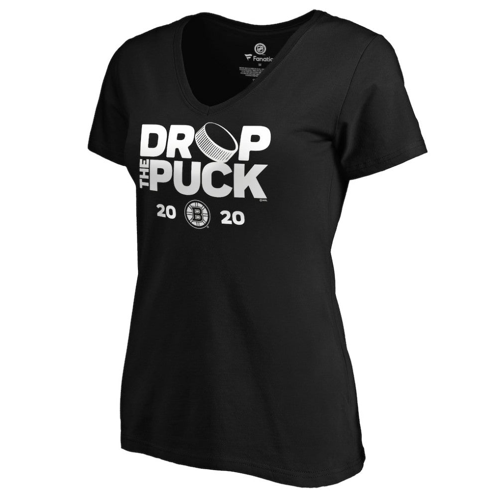 Boston Bruins Women's Drop the Puck V-Neck T-Shirt - Black | NHL Clearance