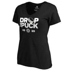 Boston Bruins Women's Drop the Puck V-Neck T-Shirt - Black | NHL Clearance