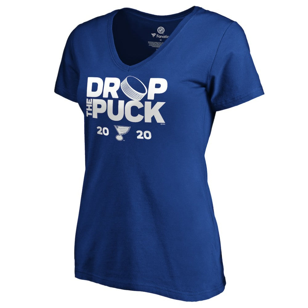 St. Louis Blues Women's Drop the Puck V-Neck T-Shirt - Royal | NHL sale