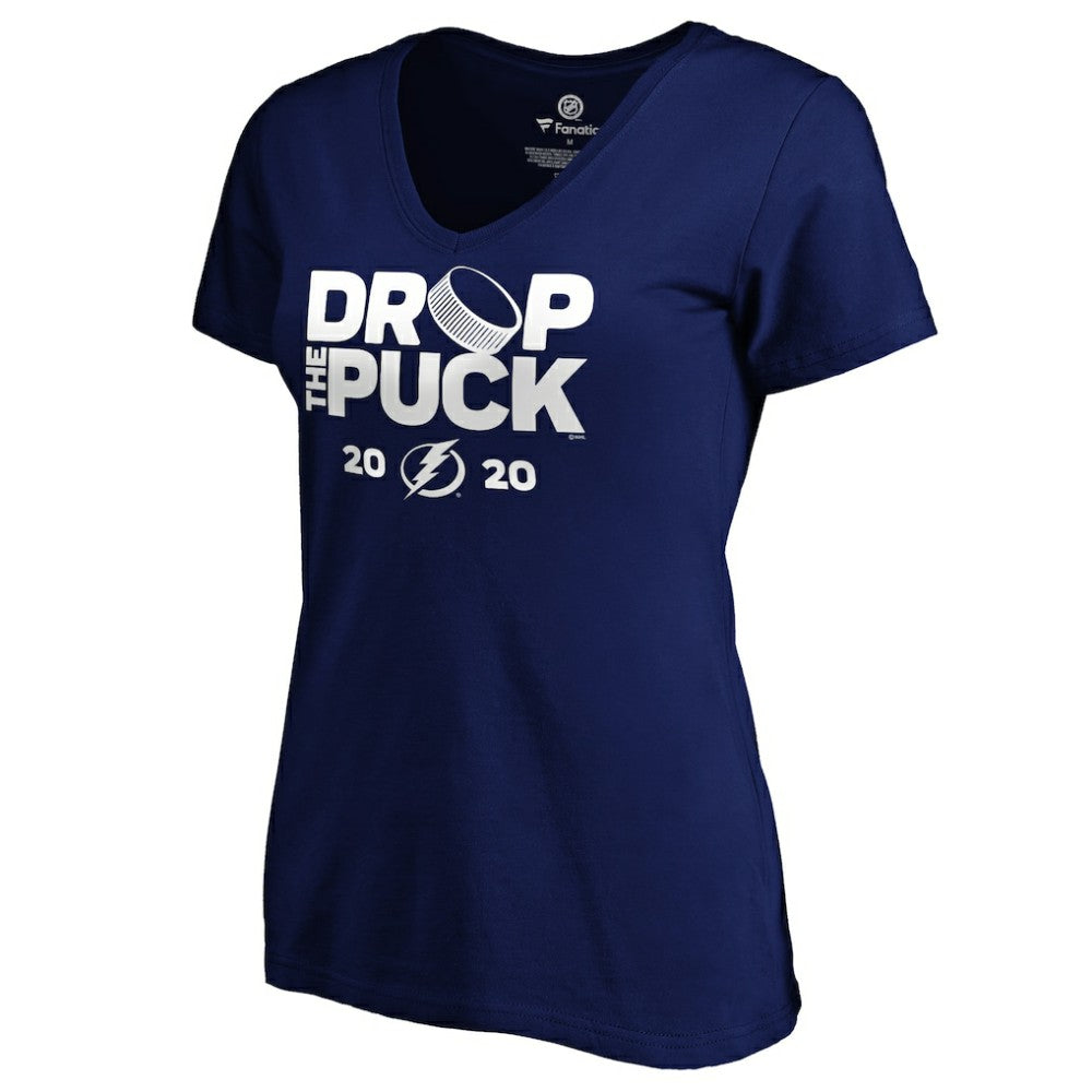 Tampa Bay Lightning Women's Drop the Puck V-Neck T-Shirt - Royal | NHL Lifestyle