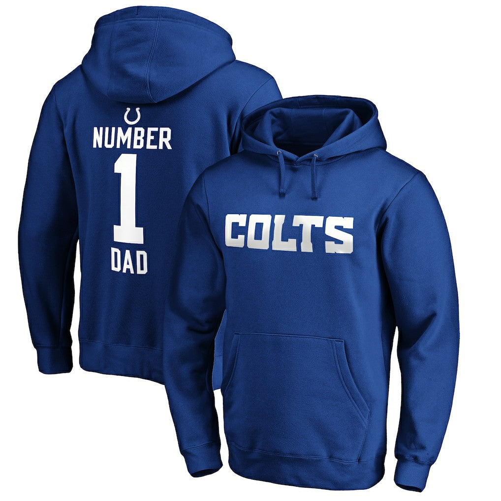 Indianapolis Colts #1 Dad Pullover Hoodie - Royal - NFL