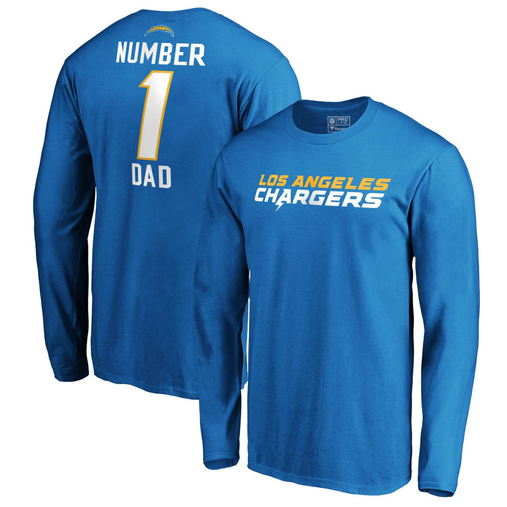 Los Angeles Chargers #1 Dad Long Sleeve Team Logo T-Shirt - Light Blue - NFL
