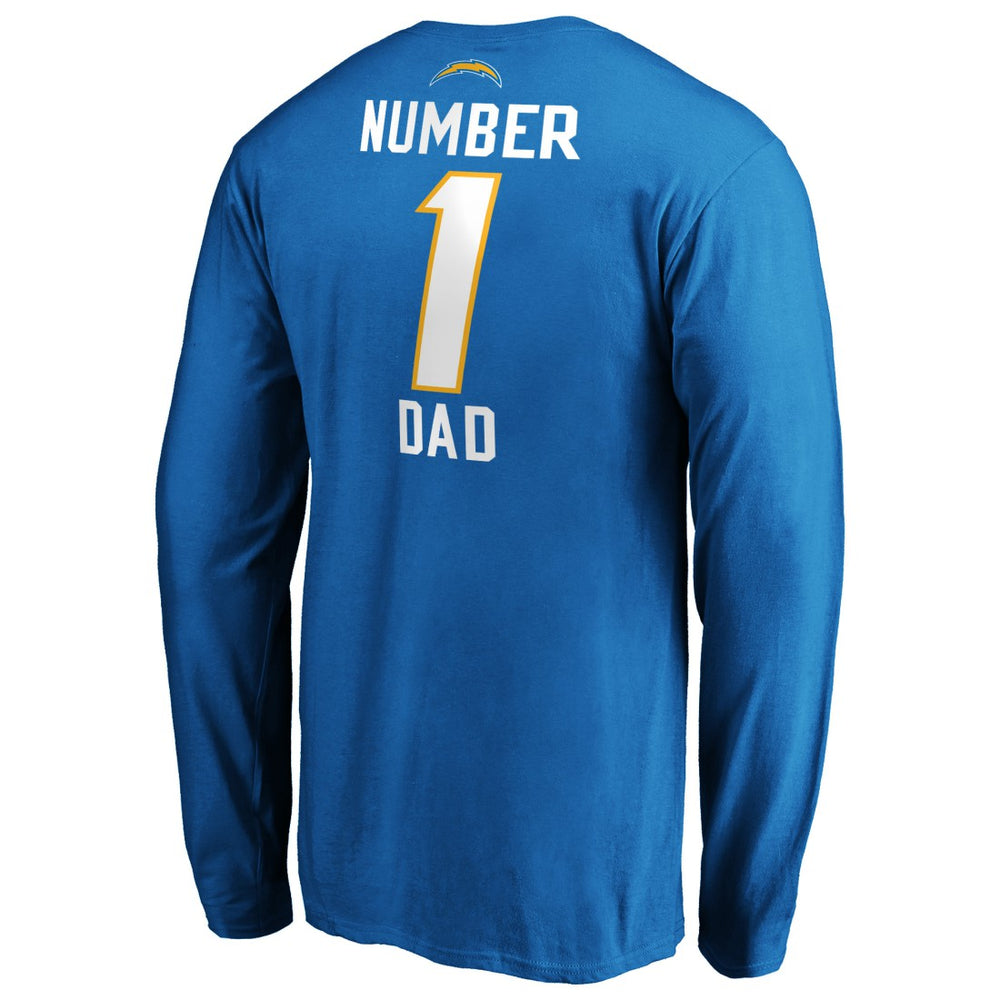 Los Angeles Chargers #1 Dad Long Sleeve Team Logo T-Shirt - Light Blue - NFL