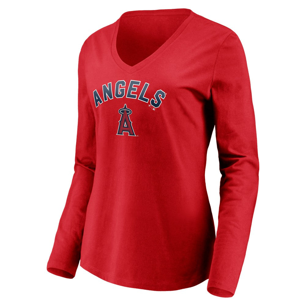 Los Angeles Angels Women's Personalized Winning Streak Name & Number Long Sleeve V-Neck T-Shirt Outlet