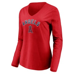 Los Angeles Angels Women's Personalized Winning Streak Name & Number Long Sleeve V-Neck T-Shirt Outlet
