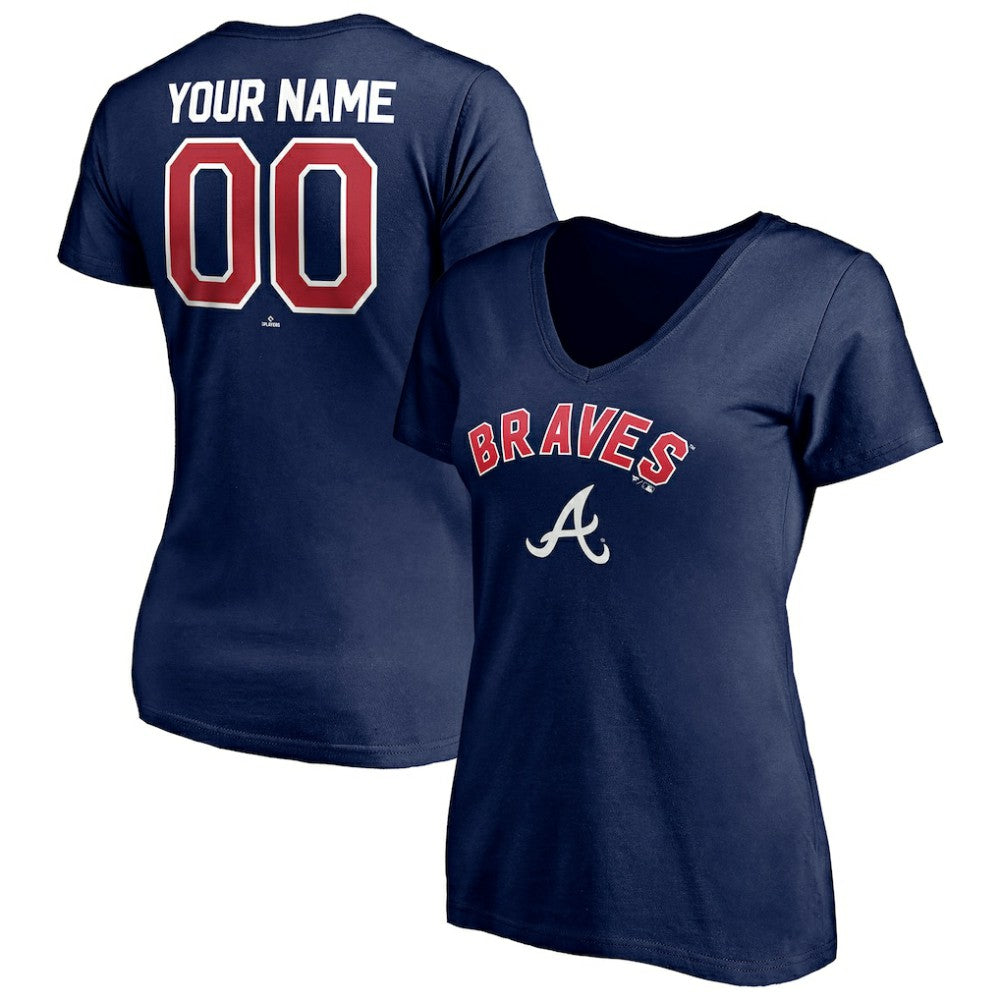 Atlanta Braves Women's Personalized Winning Streak Name & Number V-Neck T-Shirt Discount
