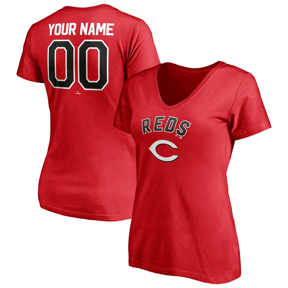 Cincinnati Reds Women's Personalized Winning Streak Name & Number V-Neck T-Shirt Near Me