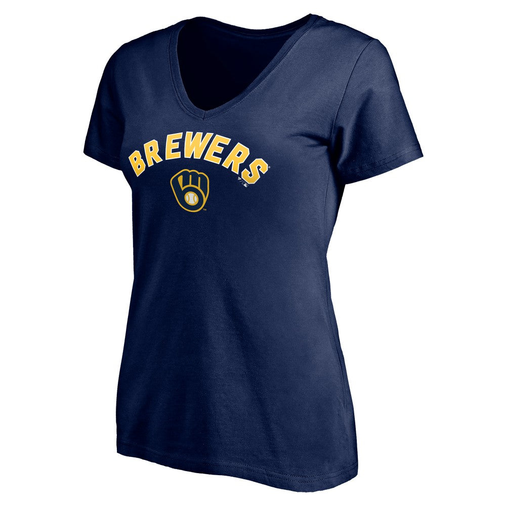 Milwaukee Brewers Women's Personalized Winning Streak Name & Number V-Neck T-Shirt Discount