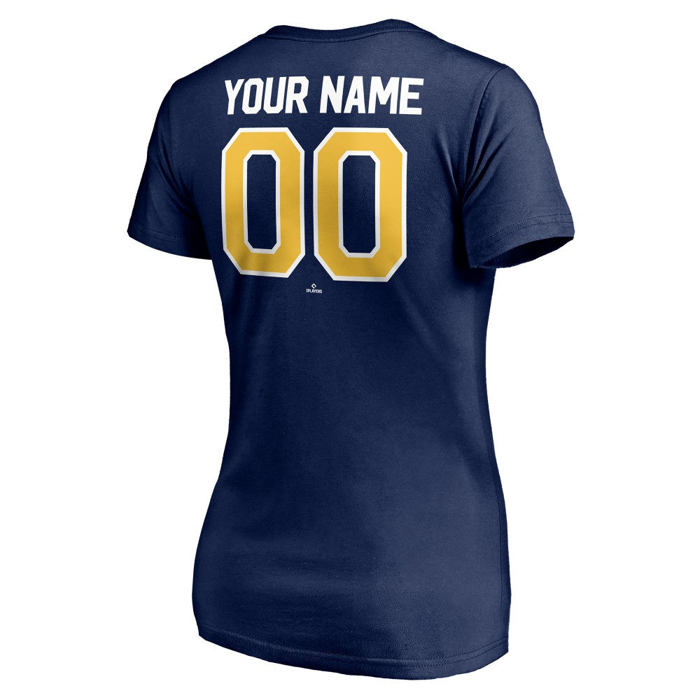 Milwaukee Brewers Women's Personalized Winning Streak Name & Number V-Neck T-Shirt Discount