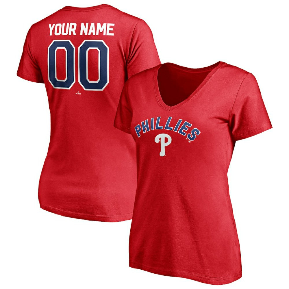 Philadelphia Phillies Women's Personalized Winning Streak Name & Number V-Neck T-Shirt Online