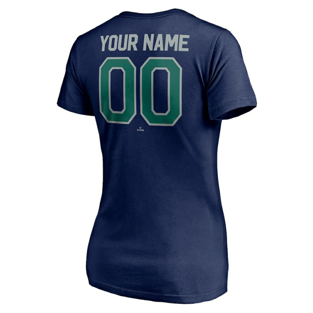 Seattle Mariners Women's Personalized Winning Streak Name & Number V-Neck T-Shirt Outlet