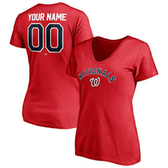 Washington Nationals Women's Personalized Winning Streak Name & Number V-Neck T-Shirt for sale