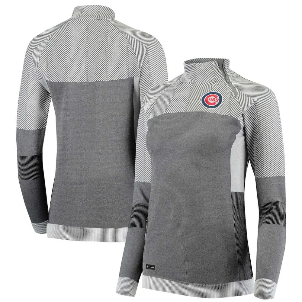 Chicago Cubs Levelwear Women's Verse Asymmetrical Raglan Tri-Blend Quarter-Zip Jacket Sale
