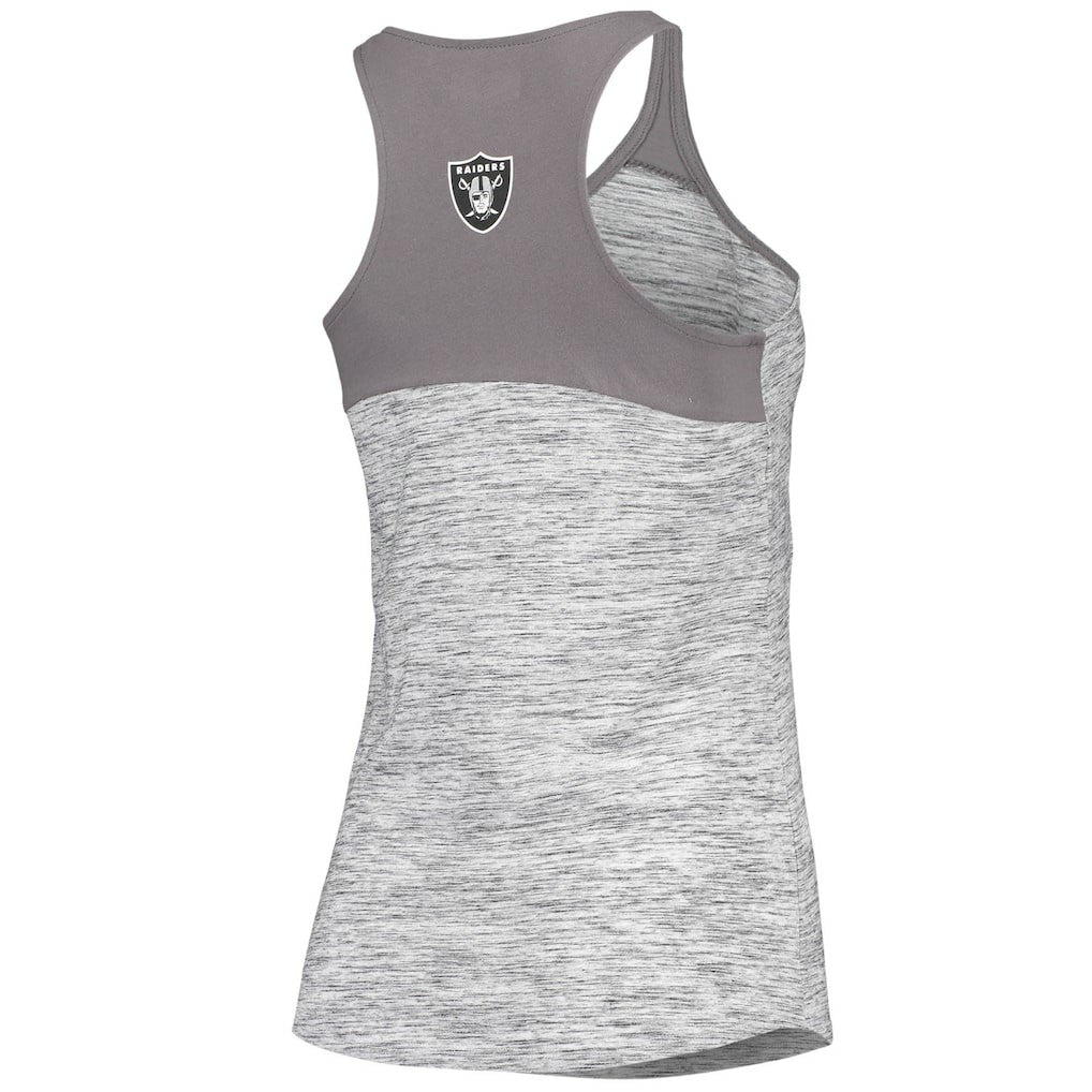 Las Vegas Raiders New Era Women's Space Dye Racerback Scoop Neck Tank Top - Silver/Black - NFL
