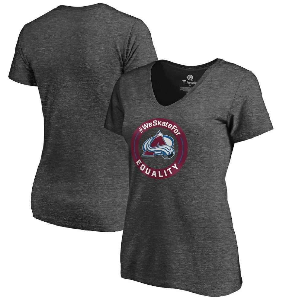 Colorado Avalanche Women's #WeSkateFor V-Neck T-Shirt - Heather Gray | NHL on sale