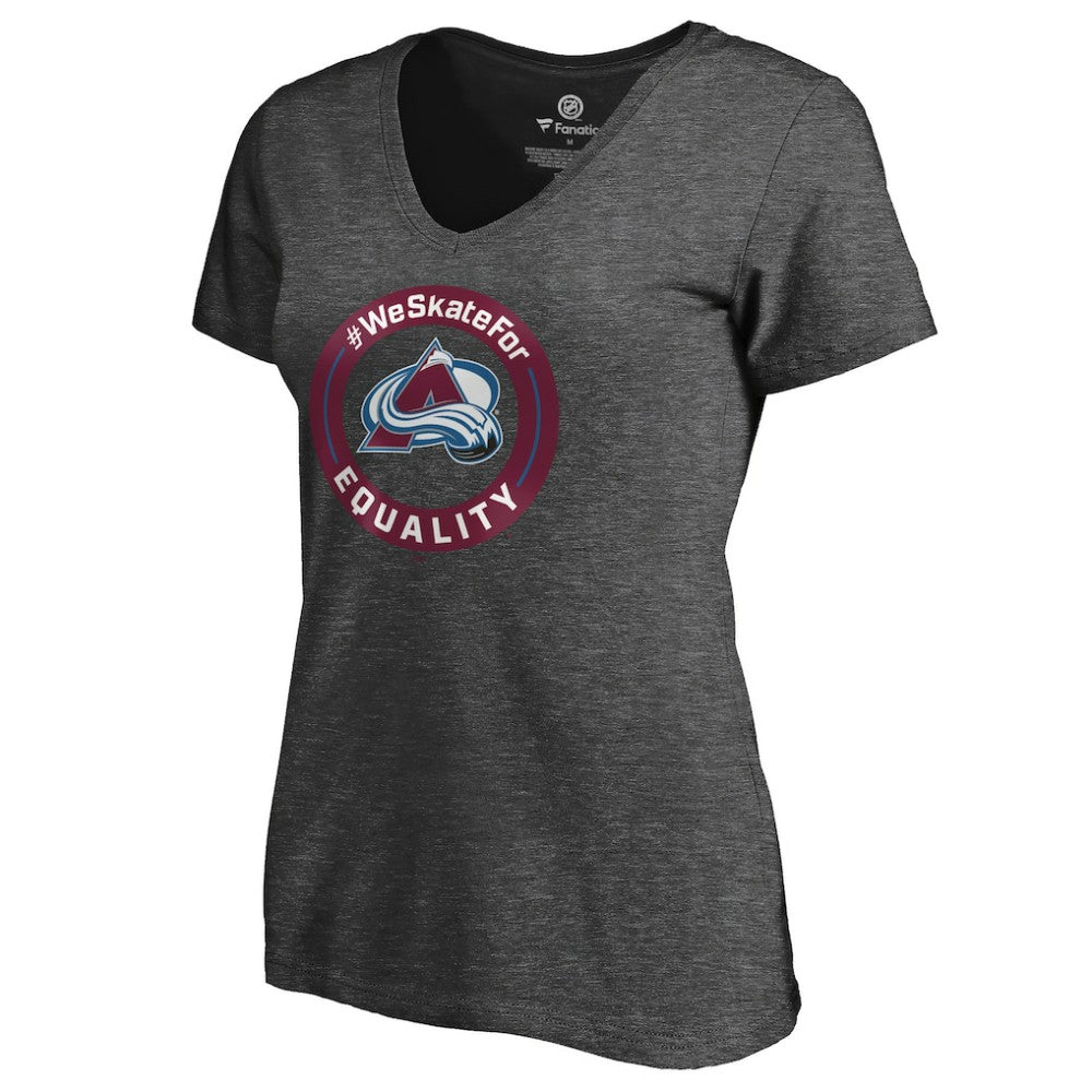 Colorado Avalanche Women's #WeSkateFor V-Neck T-Shirt - Heather Gray | NHL on sale