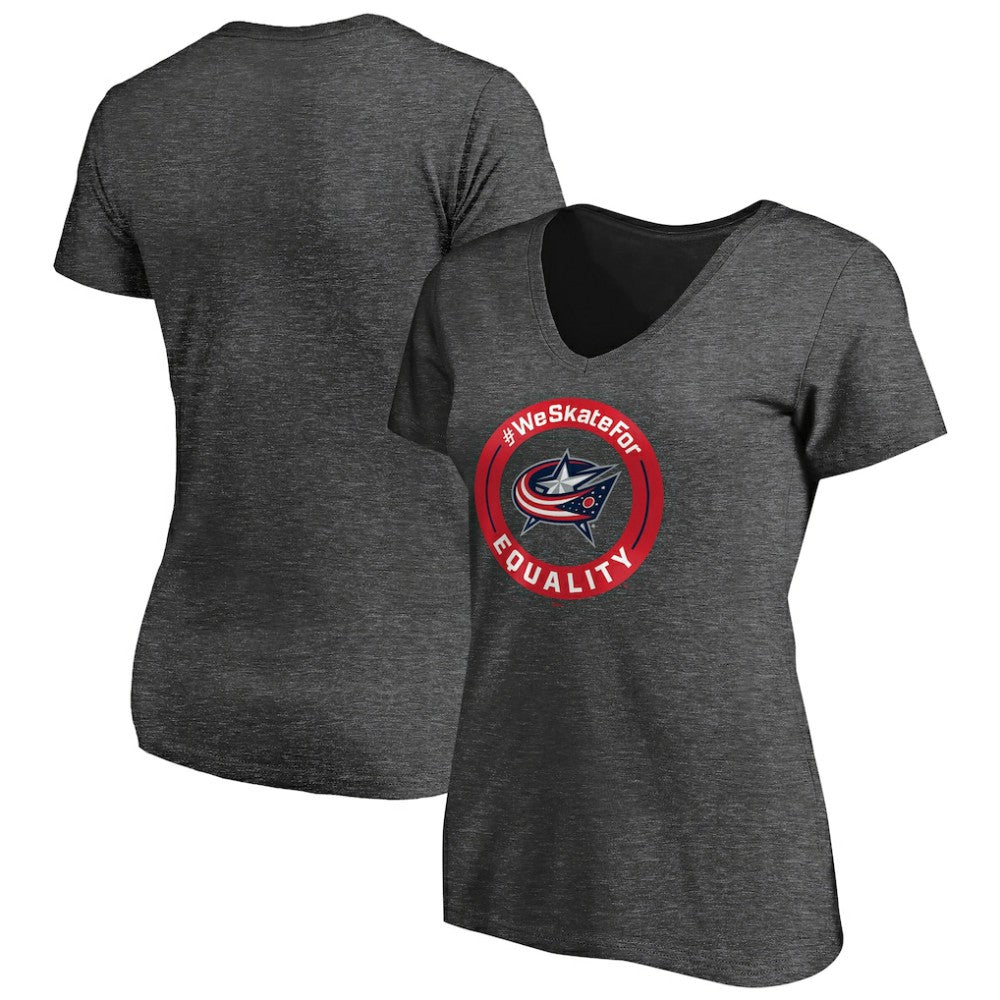 Columbus Blue Jackets Women's #WeSkateFor V-Neck T-Shirt - Heather Gray | NHL online