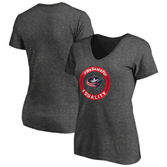 Columbus Blue Jackets Women's #WeSkateFor V-Neck T-Shirt - Heather Gray | NHL online