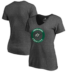 Dallas Stars Women's #WeSkateFor V-Neck T-Shirt - Heather Gray | NHL Clearance