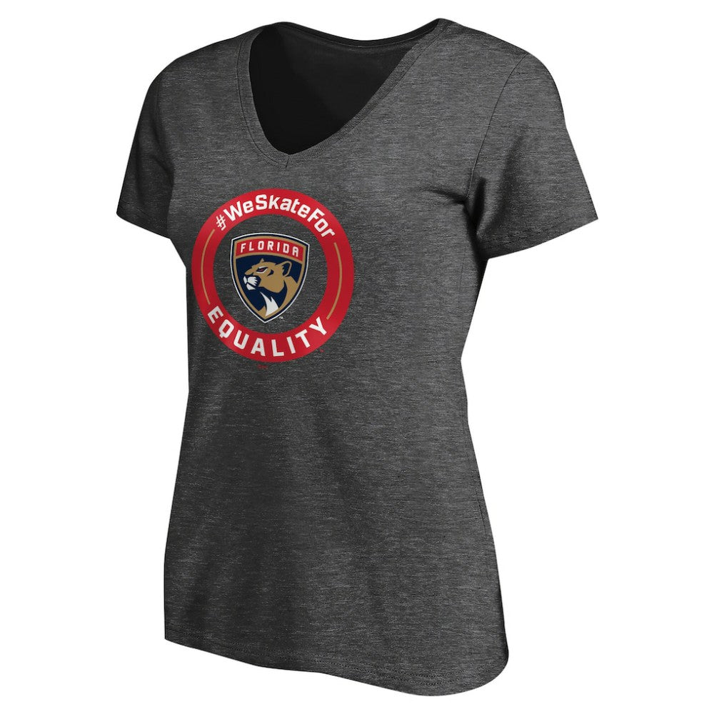 Florida Panthers Women's #WeSkateFor V-Neck T-Shirt - Heather Gray | NHL Clearance