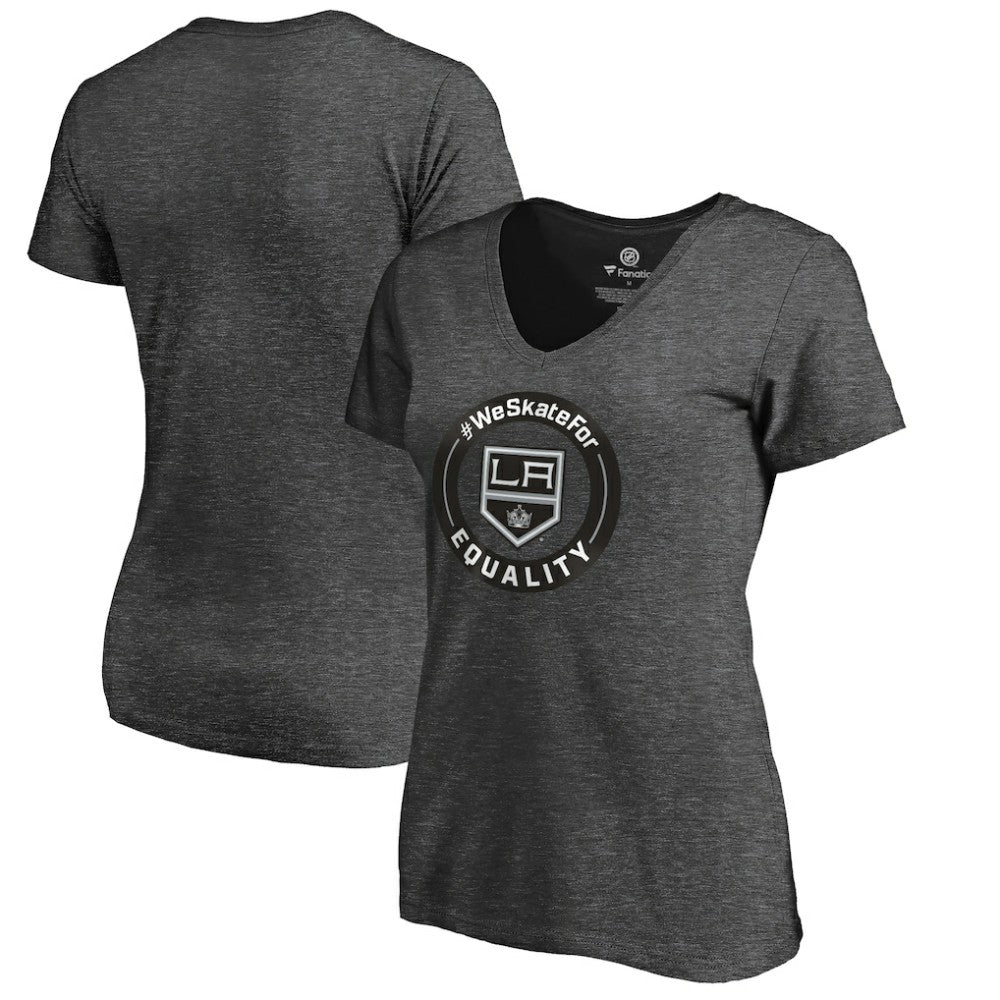 Los Angeles Kings Women's #WeSkateFor V-Neck T-Shirt - Heather Gray | NHL near me