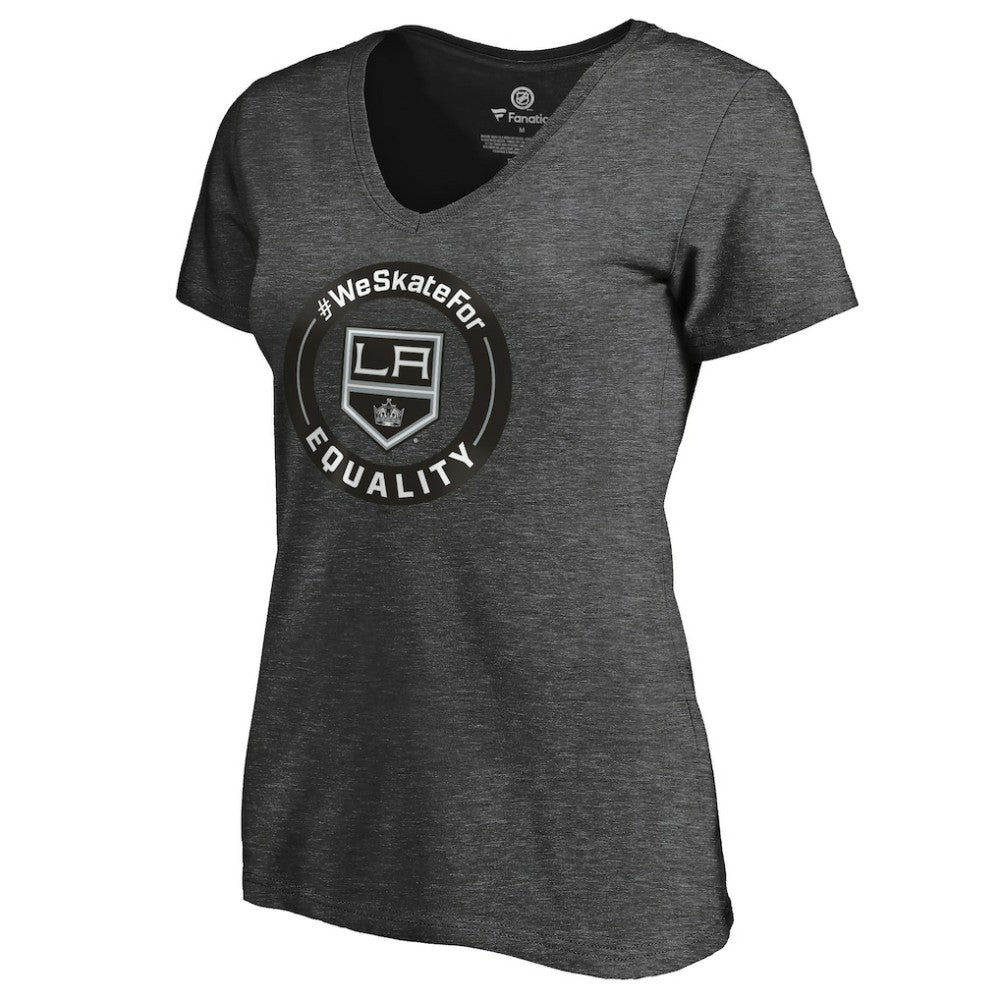 Los Angeles Kings Women's #WeSkateFor V-Neck T-Shirt - Heather Gray | NHL near me
