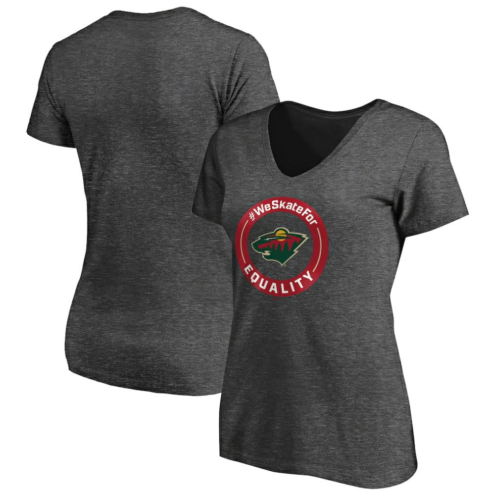 Minnesota Wild Women's #WeSkateFor V-Neck T-Shirt - Heather Gray | NHL online