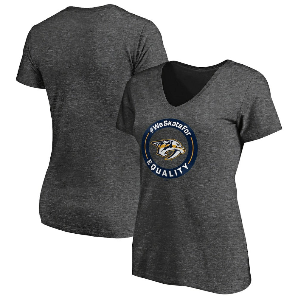 Nashville Predators Women's #WeSkateFor V-Neck T-Shirt - Heather Gray | NHL Lifestyle