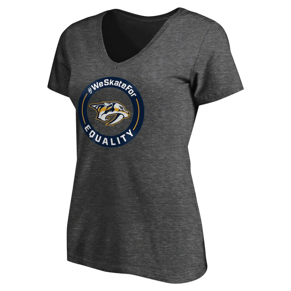 Nashville Predators Women's #WeSkateFor V-Neck T-Shirt - Heather Gray | NHL Lifestyle
