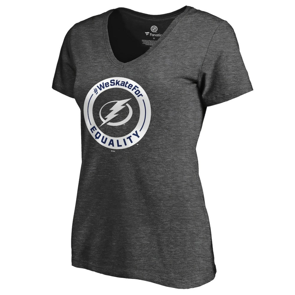 Tampa Bay Lightning Women's #WeSkateFor V-Neck T-Shirt - Heather Gray | NHL online
