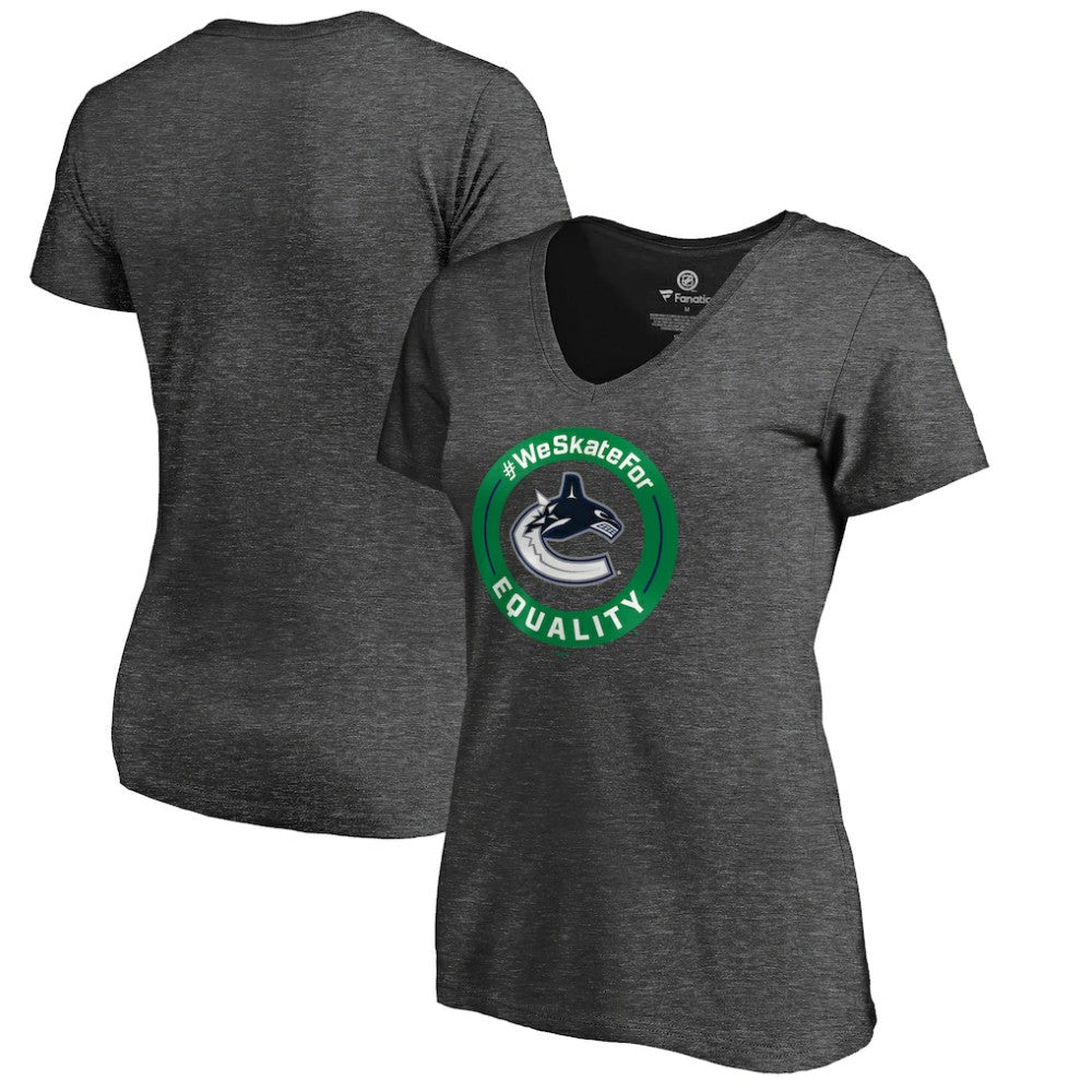 Vancouver Canucks Women's #WeSkateFor V-Neck T-Shirt - Heather Gray | NHL sale