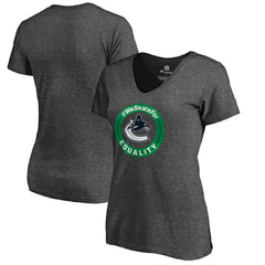 Vancouver Canucks Women's #WeSkateFor V-Neck T-Shirt - Heather Gray | NHL sale