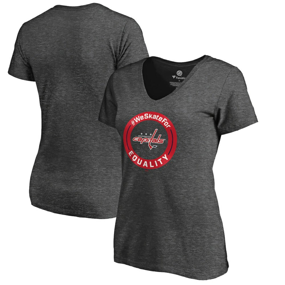 Washington Capitals Women's #WeSkateFor V-Neck T-Shirt - Heather Gray | NHL Lifestyle