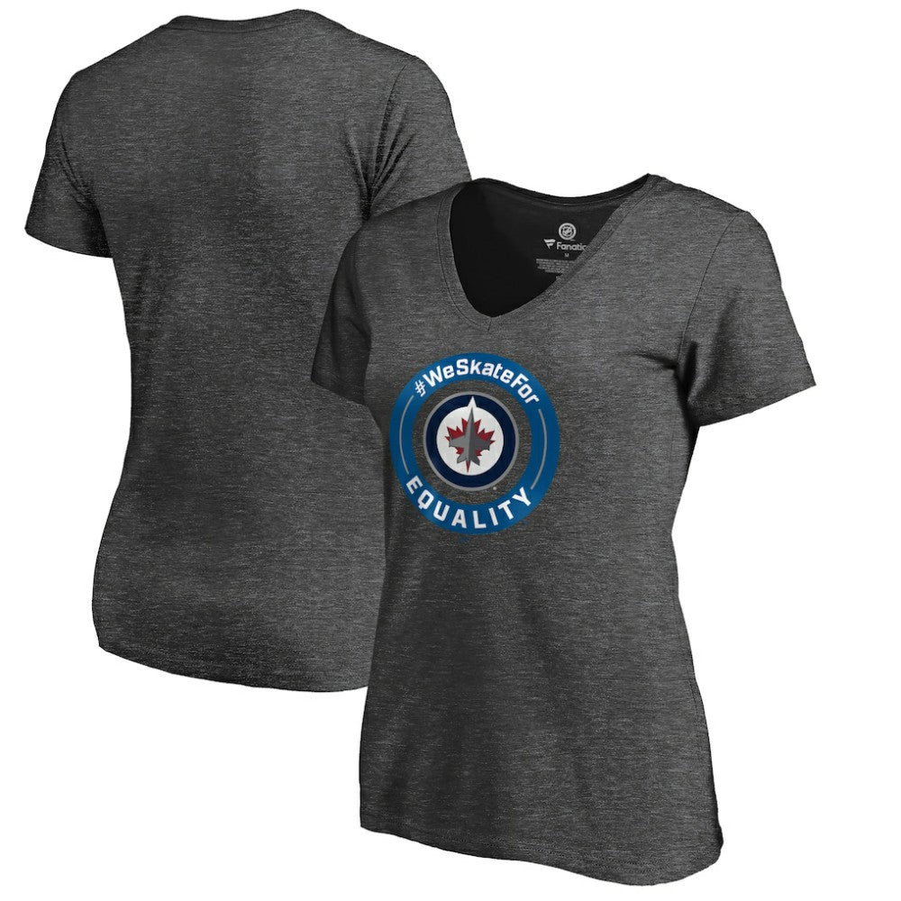 Winnipeg Jets Women's #WeSkateFor V-Neck T-Shirt - Heather Gray | NHL on sale