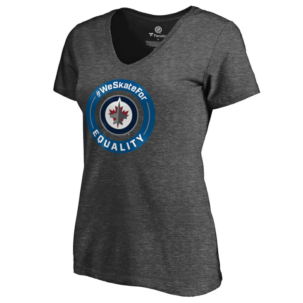 Winnipeg Jets Women's #WeSkateFor V-Neck T-Shirt - Heather Gray | NHL on sale