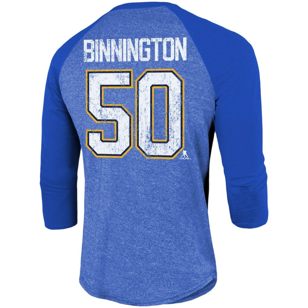 Jordan Binnington St. Louis Blues Fanatics Name & Number Tri-Blend Raglan 3/4-Sleeve T-Shirt - Blue | Fanatics near me