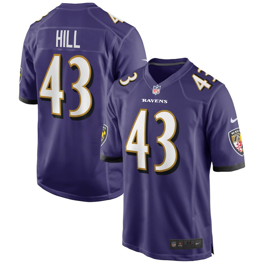 Justice Hill Baltimore Ravens Game Jersey - Purple - Nike