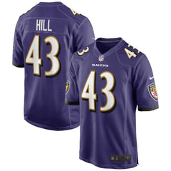 Justice Hill Baltimore Ravens Game Jersey - Purple - Nike