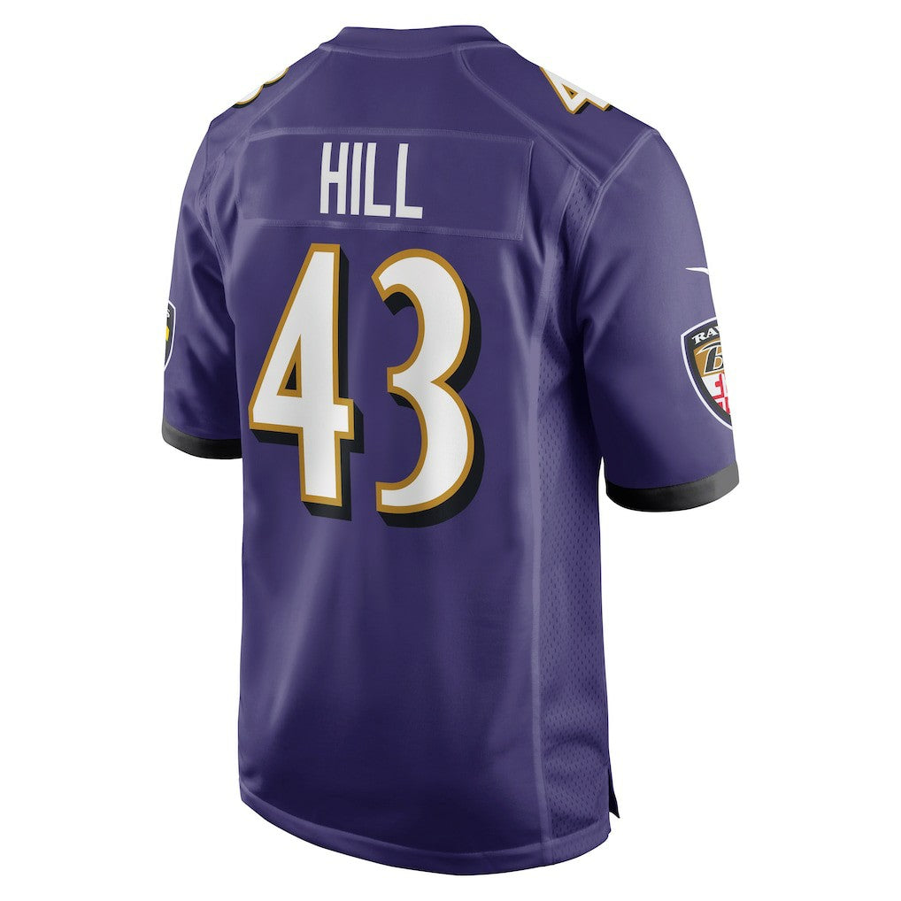Justice Hill Baltimore Ravens Game Jersey - Purple - Nike