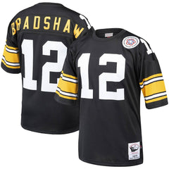 Terry Bradshaw Pittsburgh Steelers Authentic Throwback Retired Player Jersey - Black - Mitchell & Ness