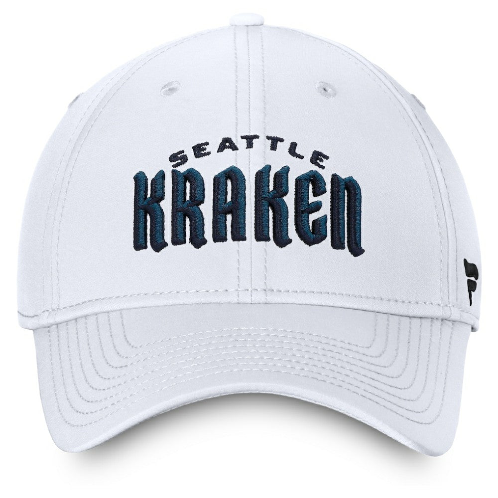 Seattle Kraken Fanatics Wordmark Flex Hat - White | Fanatics Lifestyle
