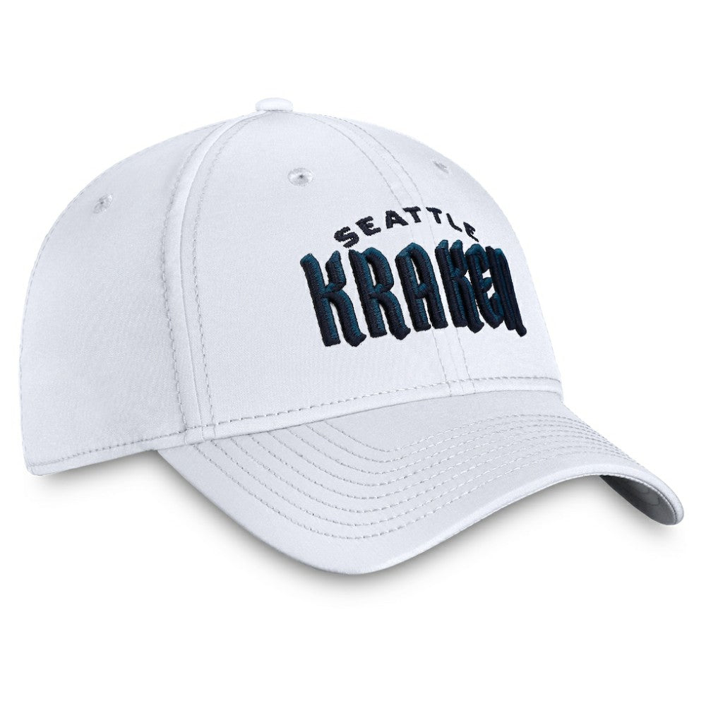 Seattle Kraken Fanatics Wordmark Flex Hat - White | Fanatics Lifestyle