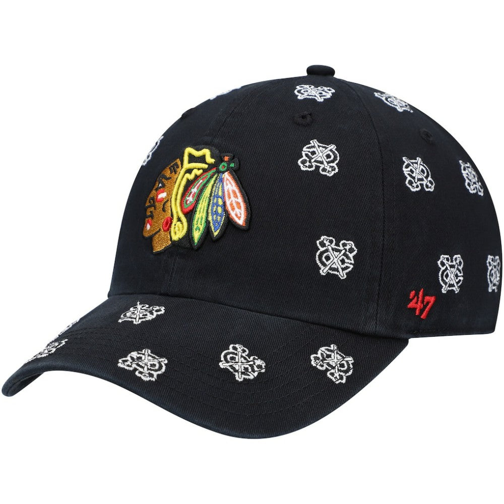 Chicago Blackhawks '47 Women's Confetti Clean Up Adjustable Hat - Black | 47 brand sale
