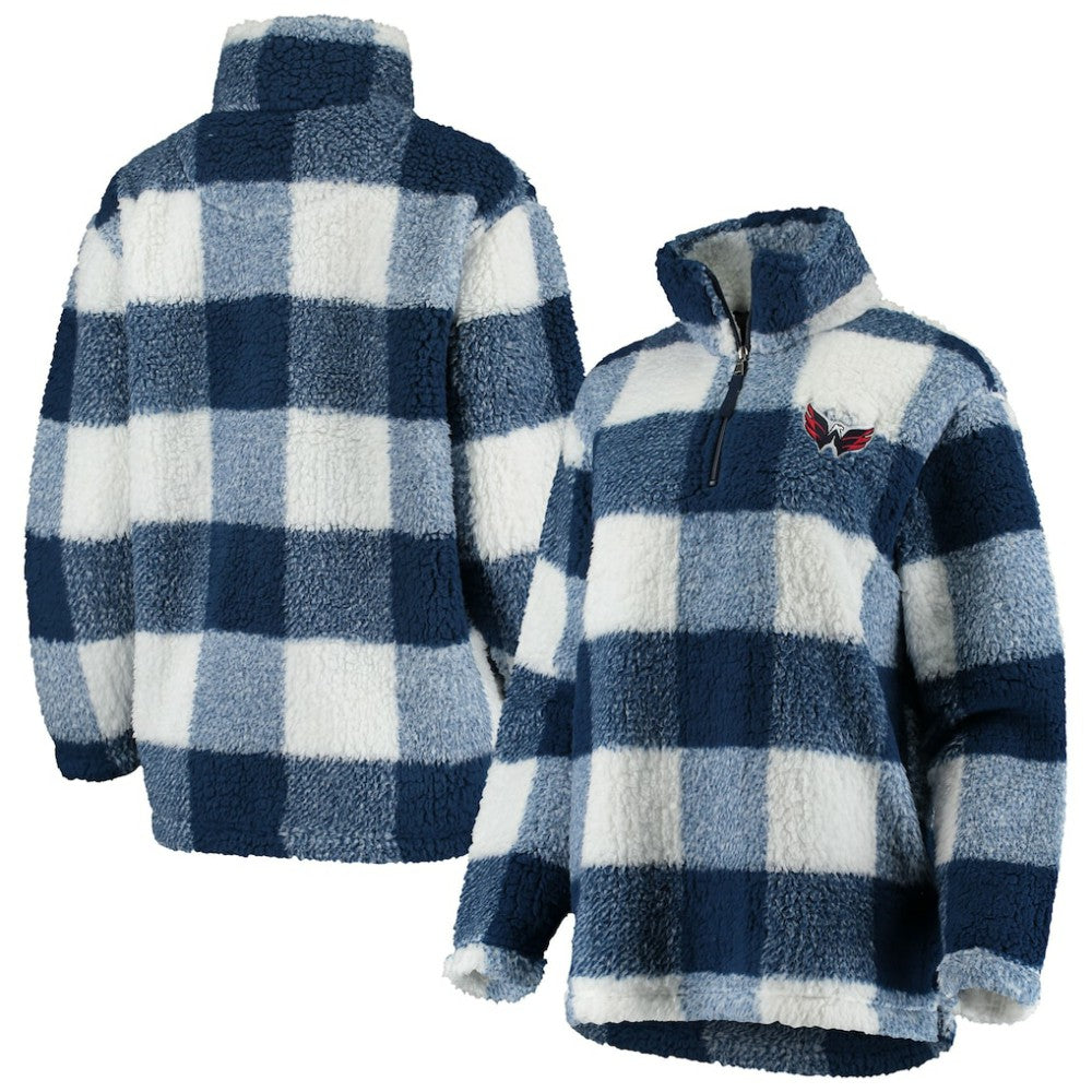 Washington Capitals G-III 4Her by Carl Banks Women's Plaid Sherpa Quarter-Zip Jacket - Navy/White | NHL discount