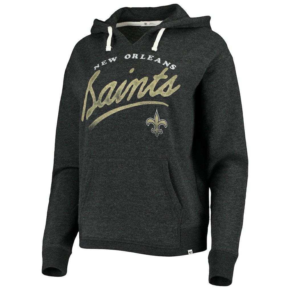 New Orleans Saints '47 Women's Cross Script Emerson Hoodie - Heather Charcoal - 47 brand