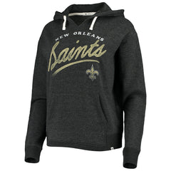 New Orleans Saints '47 Women's Cross Script Emerson Hoodie - Heather Charcoal - 47 brand