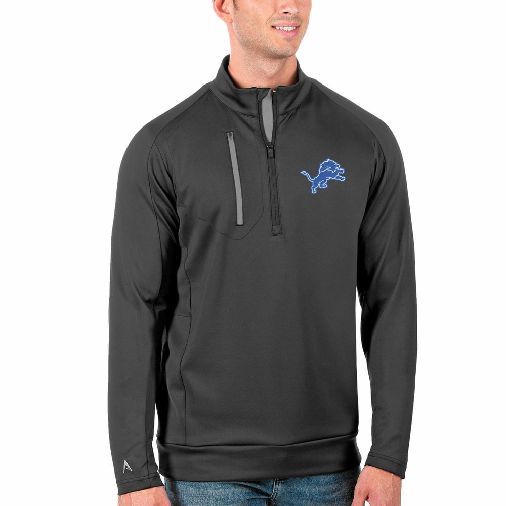 Detroit Lions Antigua Generation Quarter-Zip Pullover Jacket - Charcoal/Silver - NFL
