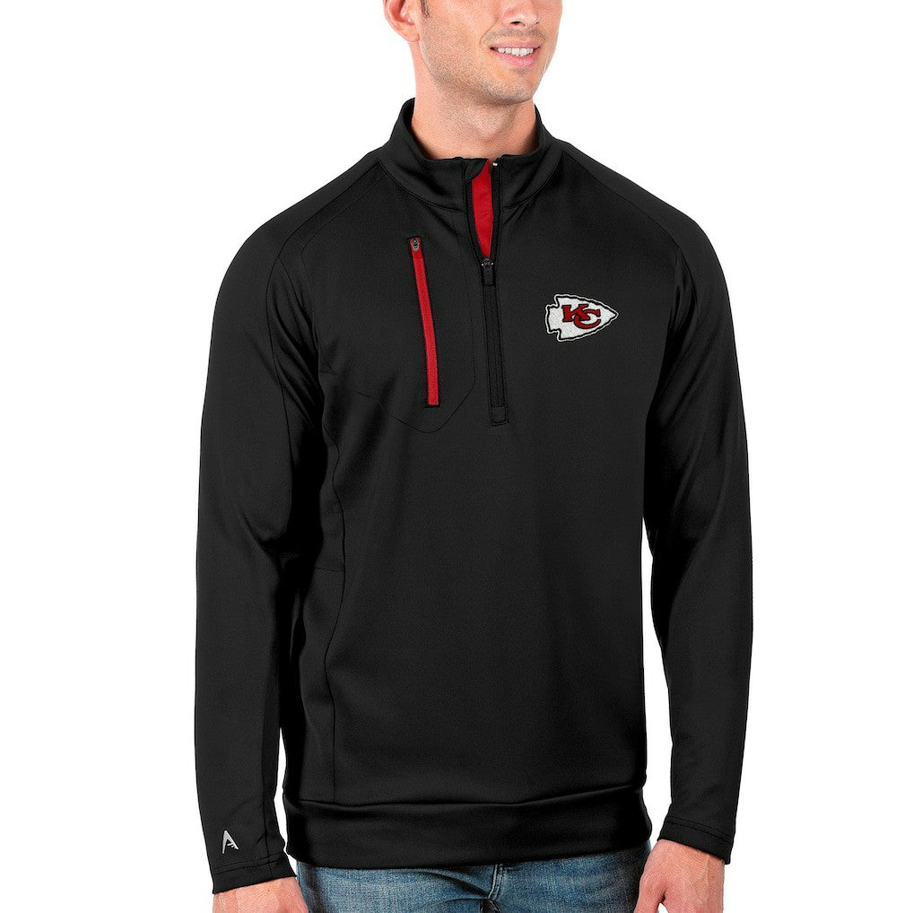 Kansas City Chiefs Antigua Generation Quarter-Zip Pullover Jacket - Black/Red - NFL